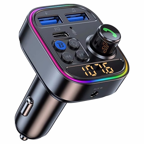kabelloser Bluetooth-Autoadapter Bluetooth 5.3 FM-Transmitter AUX-Radioempfänger MP3-Player Freisprechanruf Typ-C USB-Autoladegerät Image