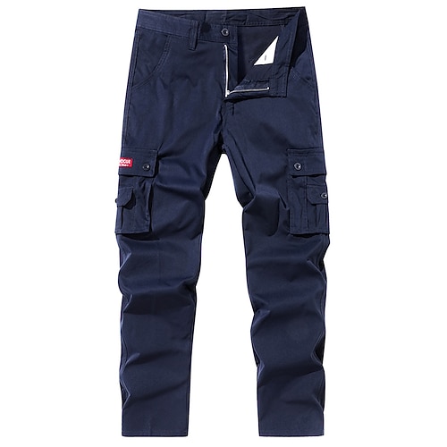 Herren Cargohose Cargohosen Hose Hosen Knopf Multi Pocket Glatt Schnelltrocknend Feuchtigkeitsableitung In voller Länge Outdoor Täglich Campen und Wandern Modisch Klassisch Schwarz Armeegrün Image