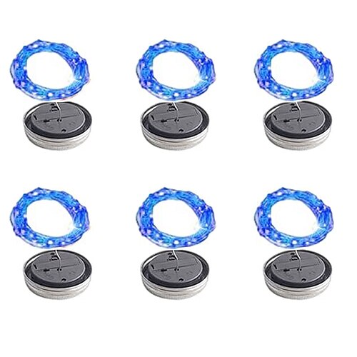 6 Stück 2M Solar LED Laterne Lichterkette 20 LEDs Einmachglas Gartenlichter für Hochzeit Außendekor Warmweiß Weiß Lila Pink Rot Grün Blau und Rot Quelle Farbe Image