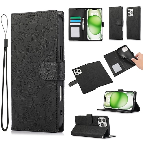 Handy Hülle Handyhüllen Für iPhone 17 Pro Max 17 Air 16 15 14 Pro Max Plus 13 12 11 Pro Max Rückseite Mit Ständer Mit Handgelenkschlaufe Kartenfach Retro TPU PU-Leder Image