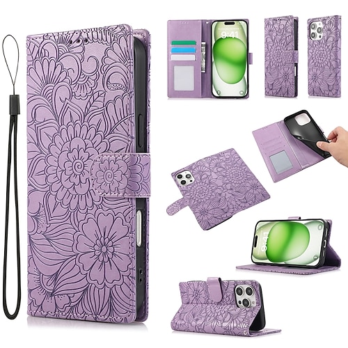 Handy Hülle Handyhüllen Für iPhone 17 Pro Max 17 Air 16 15 14 Pro Max Plus 13 12 11 Pro Max Rückseite Mit Ständer Mit Handgelenkschlaufe Kartenfach Retro TPU PU-Leder Image