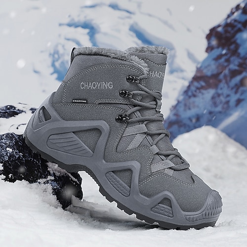 wasserdichte Winterwanderstiefel für Herren mit Fellfutter – isolierte Outdoor-Schneestiefel für kaltes Wetter Image