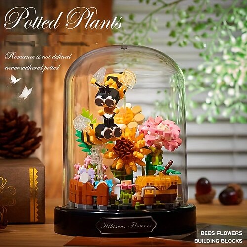 Bausteine unsterblicher Blumenstrauß Home-Office-Dekoration Ornamente Weihnachtsgeschenke Montage Bausteine Spielzeug Halloween-Geschenke handgemachtes DIY-Spleißen kreatives Spielzeug Image