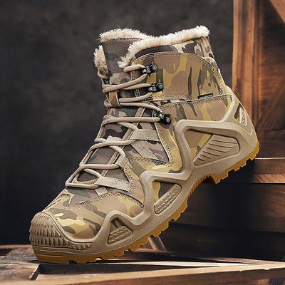 Men's Camouflage Winter Hiking Boots with Fur Lining – Waterproof Insulated Outdoor Snow Boots