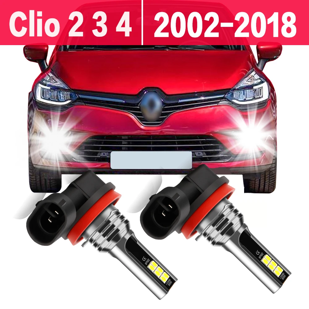 2x Lampadine a LED Fendinebbia per auto Fendinebbia 12V 6000K Per Renault Clio 2 3 4 2002-2018 2008 2009 2010 2011 2012 2013 2014 2015 2016 2017