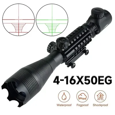 Tactical 4-16X50EG Scopes Optics Rifle Scope Red/Green Illuminated Riflescope Outdoor Long Range Sight Fits 20mm Rail Mount