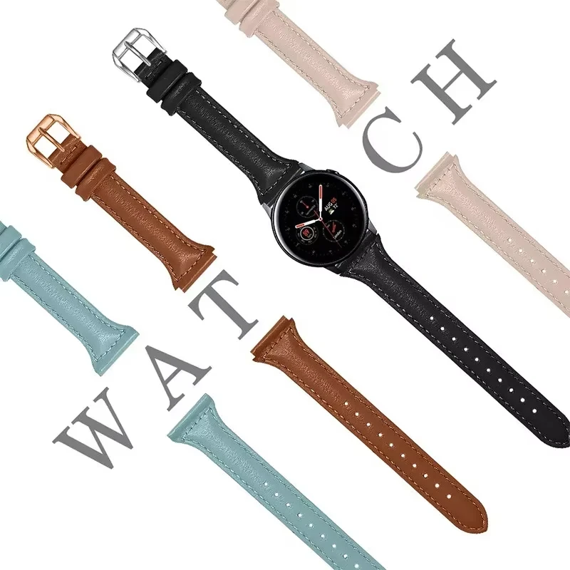 Schlankes Lederarmband für Samsung Galaxy Watch 7/FE/6/5/5 Pro/4 Classic/Active 2 20 mm 22 mm Sportarmband Huawei Watch GT 4-3 Band Image