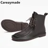 Careaymade-Neue Echtem leder weiche sohle kurze stiefel Casual stiefel original hand-made einzigen nackten fuß high top frauen schuhe