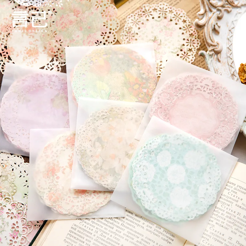 20 stücke rundes Spitzen material papier für dekoratives Tagebuch Scrap booking Hintergrund papier handgemachte DIY Junk Journal liefert Image