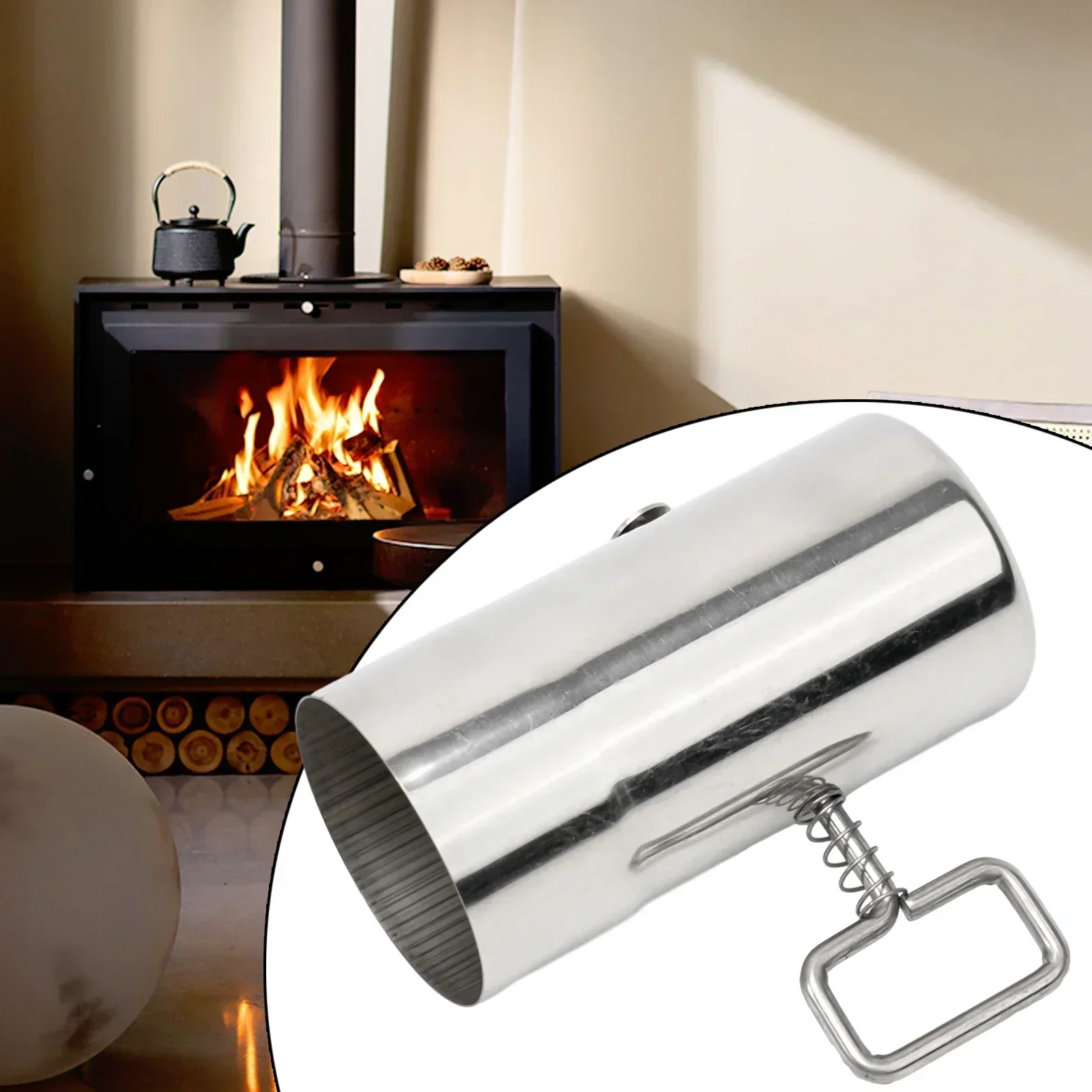 Anti-Verbrühungsrohr für Holzofen, Küchenzubehör, Edelstahl-Rauchrohr für Grill, Schornstein, Ofenrohr mit Dämpfer, 12 x 5,9 x 5,9 cm Image