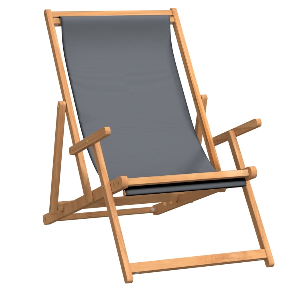 vidaXL Strandstuhl Klappbar Massivholz Teak Grau Image