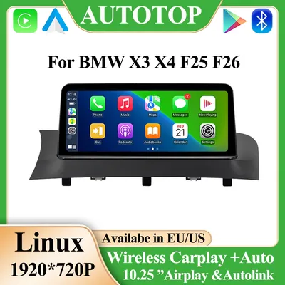 AUTOTOP 10.25" Linux Multimedia Screen For BMW X3 X4 F25 F26 CIC NBT 1920*720P Video Player Wireless