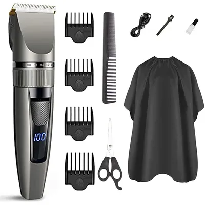 Professional Hair Clippers Cordless Barber Shavers Rechargeable Hair Cutting Kit With 4Comb Guides