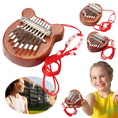 8 Keys Mini Kalimba Wooden Finger Piano with Lanyard Finger Thumb Piano Piano Music Lover Birthday