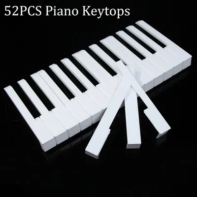 52pcs Piano Keytops Kit White ABS Plastic DIY Pianos Keytop with Fronts Professional Replacement