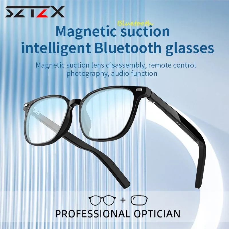 Sztzx Bluetooth Smart Magnet Clip auf Brille Männer Sprach anruf Musik spielen Fernbedienung Kamera wasserdichte Sonnenbrille Image