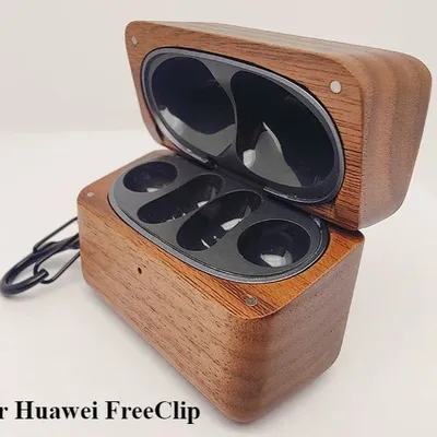 Neue massivholz kopfhörer hülle für huawei freeclip hülse drahtlose bluetooth kopfhörer schutz Image