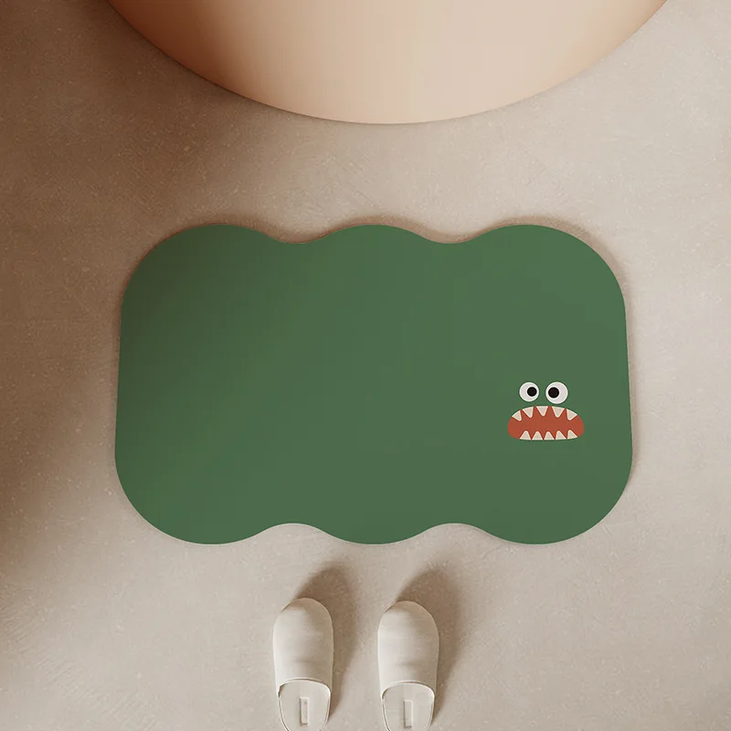 VIKAMA Einfacher und lustiger Teppich für Badezimmer, saugfähige, rutschfeste Matte, weiche Kieselalgen-Schlammform, Fußmatte, Cartoon-Heimdekorative Fußmatte Image