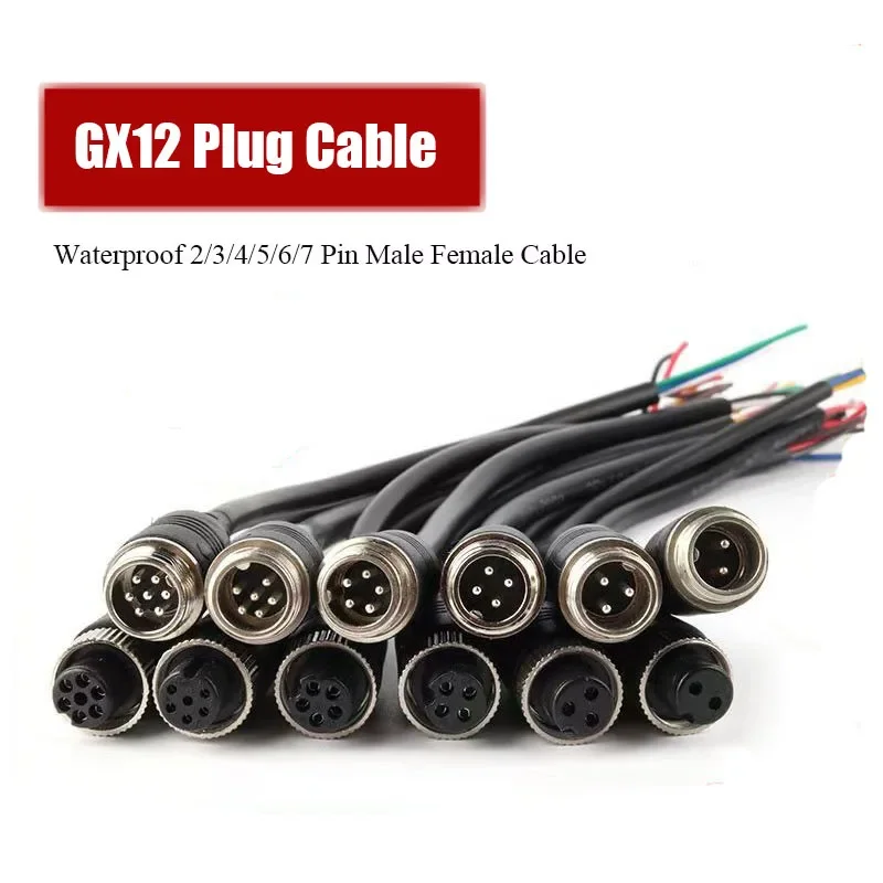 Wasserdichte gx12 männliche Buchse Verlängerung leitung ip67 2 3 4-poliger Kabelst ecker Industrie qualität Outdoor gx12 Aviatioin Stecker mit Kabel Image