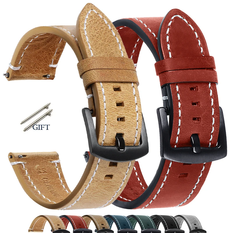 18 24 20 mm 22 mm Lederarmband für Samsung Galaxy Watch 7/6/5/4 40 44 mm Vintage-Armband für Xiaomi für Redmi Watch 3 Lite/Active Image