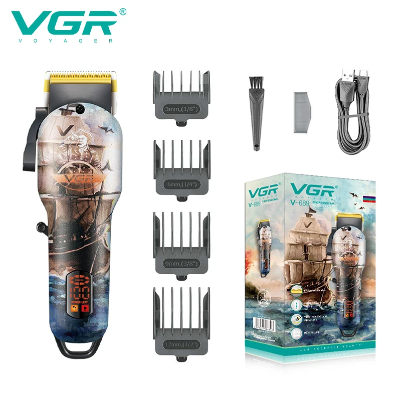 VGR 689 Neues Design, leistungsstarke Haarschneidemaschine, professioneller elektrischer Trimmer, kabelloser wiederaufladbarer Haarschneider Image