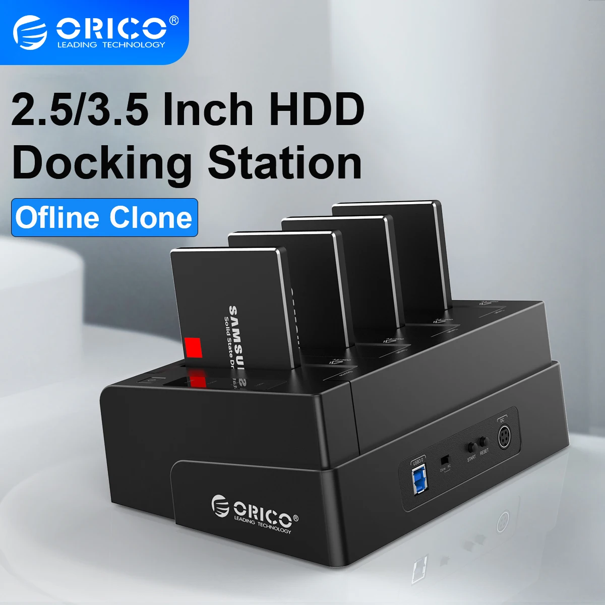 ORICO 2/4 Bay Festplatten-Dockingstation SATA zu USB 3.0 HDD-Dockingstation mit Offline-Klon für 2,5/3,5 Zoll HDD-Gehäuse für PC Image