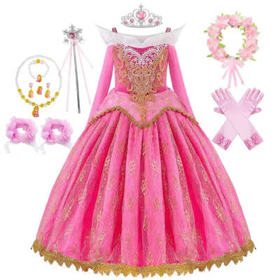 Disney Dornröschen Aurora Prinzessin Kostüm für Kinder Mädchen Luxus Phantasie Geburtstags feier Ballkleid Karneval Kinder Kleid Image