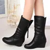 2024 Herbst Winter Anti-Rutsch-Hang Ferse Frauen tanzen lässig Mittel rohr Stiefel warmen Schnees chuh Englisch Chelsea Stiefel großen Frauen Schuh