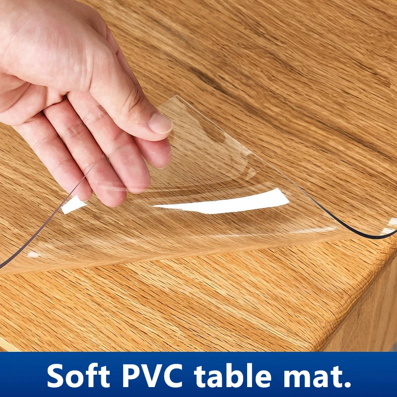 1 Stück transparente PVC-Tischdecke – bruchsichere, wasserdichte, ölbeständige, rutschfeste Matte für Esszimmer, Arbeitszimmer, Esszimmer, Couchtische