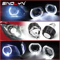 Sinolyn LED Angel Eyes Bi Xenon proiettore per H7 H4 lenti per fari 2.5 pollici nero H1 HID Car Light indicatori di direzione accessori per auto