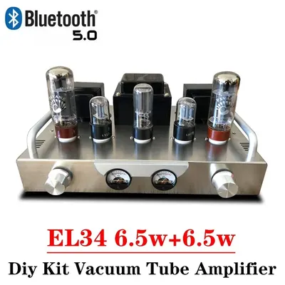 6.5w*2 EL34 Vacuum Tube Amplifier Diy Kit High Power Low Distortion Warm voice Bluetooth 5.0 Vu Meter HIFI Amplifier Audio