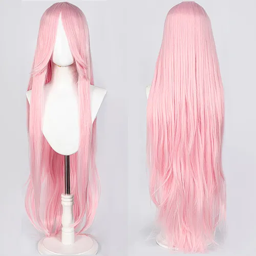 Perruque de Cosplay synthétique longue et lisse de 100CM avec frange, perruque de Cosplay rose violette pour femmes, perruque de fête pour Halloween