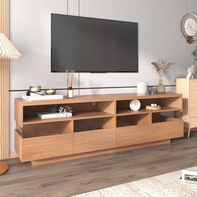 Storage TV Stand with 6 Cabinets,LED Media Center Console for TVs up to 80