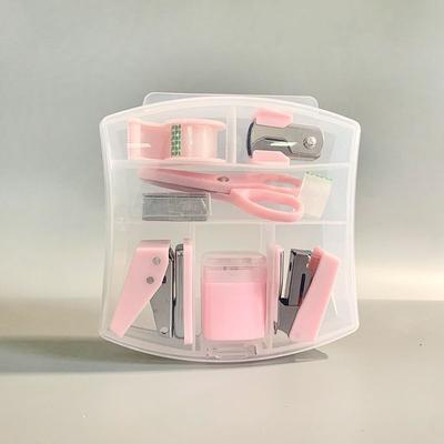 TEMU 6/8pcs/box Portable Office School Mini Stationery, Including Hole Punch, Staple Lifter, Stapler Tape Holder, Small Tape, Pencil Holder, Scissors, 500 (10#) Image