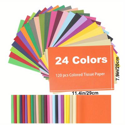 TEMU Jefure 120-sheet - 24 Vibrant Colors For Gift Wrapping, Crafts & Party Decorations, 11.4