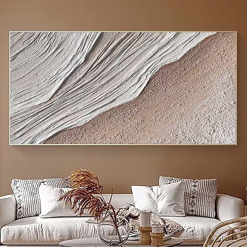 handgemaltes neutrales Ölgemälde, handgemaltes Textur-Ozean-Ölgemälde, abstrakte Textur, Meereslandschaftsgemälde für Schlafzimmer, Wohnzimmer, Büro, Wanddekoration, Weihnachtsgeschenk