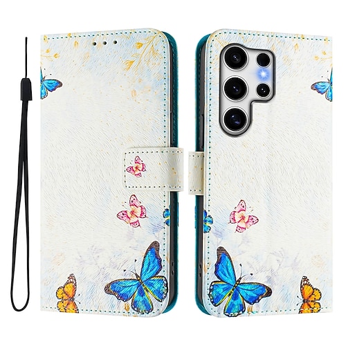 Handy Hülle Handyhüllen Für Samsung Galaxy S25 S24 S24 FE S23 S22 S21 Ultra Plus A55 5G A35 5G A25 A15 Brieftaschenhülle Mit Ständer Magnetisch Vollschutz Retro TPU PU-Leder Image