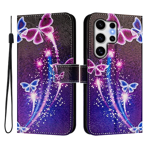 Handy Hülle Handyhüllen Für Samsung Galaxy S25 S24 S24 FE S23 S22 S21 Ultra Plus A55 5G A35 5G A25 A15 Brieftaschenhülle Mit Ständer Magnetisch Vollschutz Retro TPU PU-Leder Image