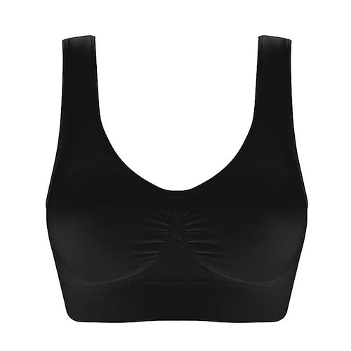 Damen Leichte Unterstützung Sport Bustier bh Sport-BH Bustier Rückenfrei BH-Oberteil nein Fitness Freizeit Sport Laufen Atmungsaktiv Weich Melonen-Rot Schwarz Weiß Einfarbig Image