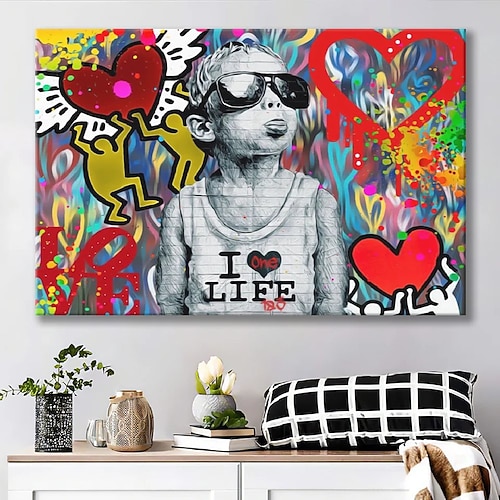 Graffiti-Wandkunst, Ölgemälde, handgefertigtes Bürodekor, großer Traum, Graffiti-Gemälde für Wohnzimmer, handgemalte Wandkunst, Graffiti-Junge-Gemälde, Wandkunst, personalisiertes Geschenk, Image