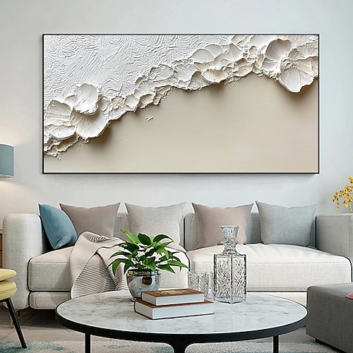 handgemachtes originales dickes strukturiertes Strand-Ölgemälde auf Leinwand, abstrakte minimalistische Meereswellen-Wandkunst für die Inneneinrichtung mit gespanntem Rahmen ohne Innenrahmen Image