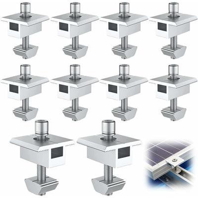 Dolaso - 10 Stück Aluminium-Solarpanel-Halterung, T-förmige Mittelklemmen, PV-Solarpanel-Halterung, Image