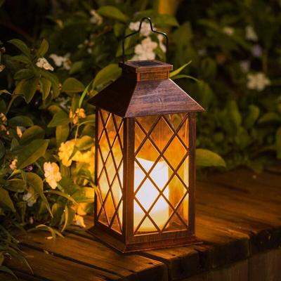 Solar-Garten-Hängelaterne – flammenlose flackernde led – Missionslaterne für Tisch, Outdoor, Party Image