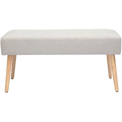 Skandinavische Bank aus weißem Stoff mit Bouclé-Wolleffekt und hellem Holz B96 cm guesta Image