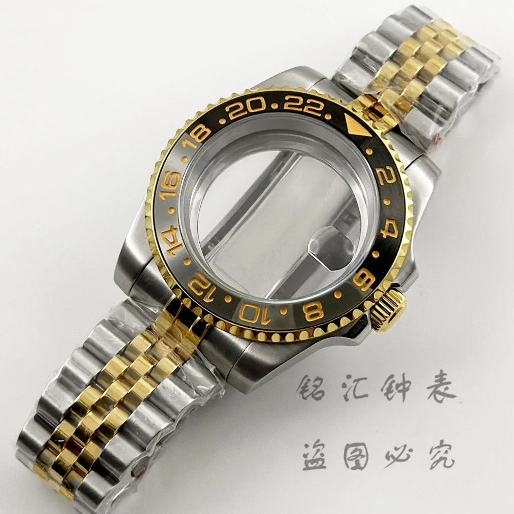 40MM Diver Wasserdichtes Saphirglas Schwarz Grau GMT Lünette Uhrengehäuse für ​ NH34 NH35 NH36 NH38 NH39 NH70 NH72 ETA 2824 Uhrwerk Image