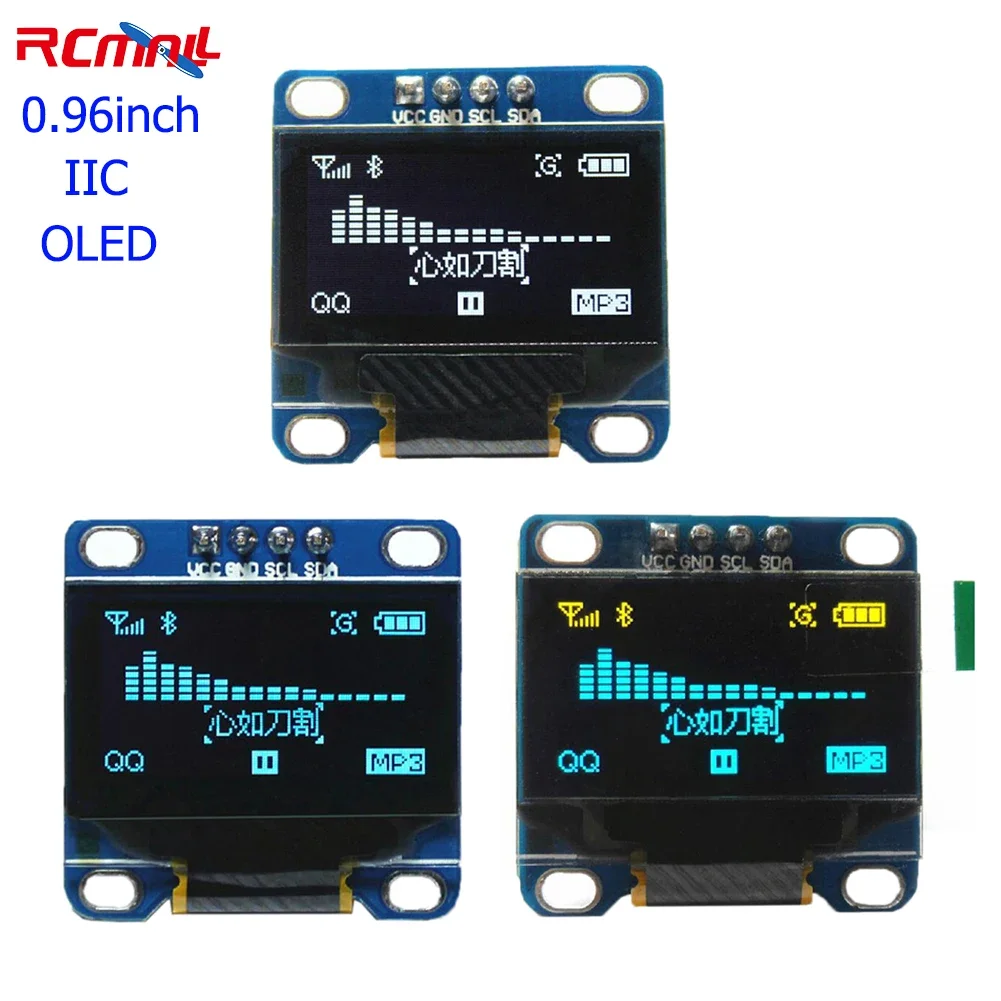 RCmall 0,96 Zoll OLED I2C IIC Serielles 128 x 64 LCD-Anzeigemodul für Arduino 51 MSP420 STIM32 SCR Image