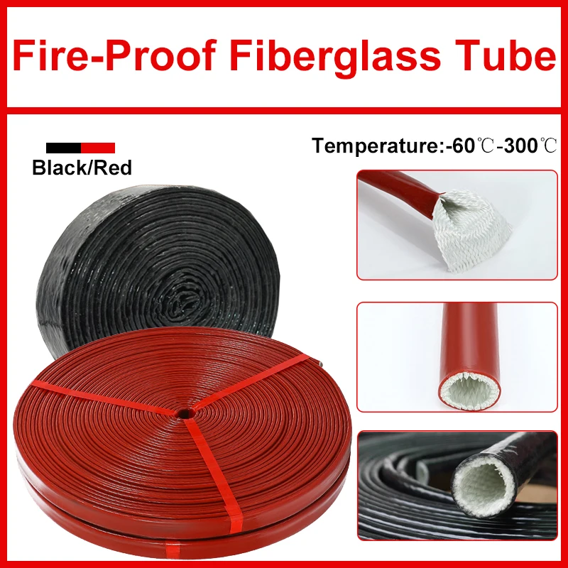 Hochtemperaturbeständiges Glasfaserrohr aus Silikonharz, geflochtene, feuerfeste Hülse aus Glasfaser, feuerhemmendes Gehäuseprohr Image