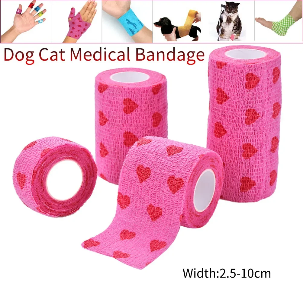 Rose Red Heart Dog Cat Medical Bandage elastischer Erste-Hilfe-Verband für Haustiere Tier Erste-Hilfe-Verband Vlies praktische Bandage Image
