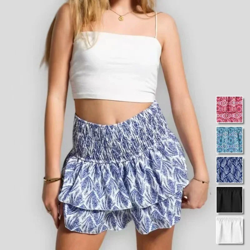 2024 neue Falten rock Damen Sommers trand y2k Minirock für Damen Vestido de Mujer Mode Boho Rüschen gedruckt Vintage Röcke Image