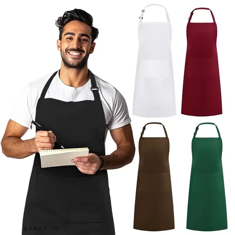 Verstellbare Latzschürze mit Taschen, Familienkochen, Küchenschürzen, Catering, Kochschürze, Bäckerei, Café, Kellner, Pinafore, Friseur, Arbeitskleidung Image